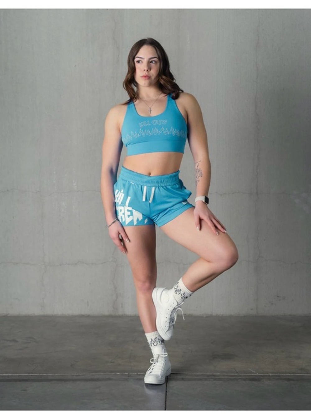 Kill Crew Small Porrada Series Flame Sports Bra High Support Strappy Gym Blue S